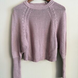 Evereve Blush Pink Cropped Knit Sweater | Chunky Cotton Blend | Size Small